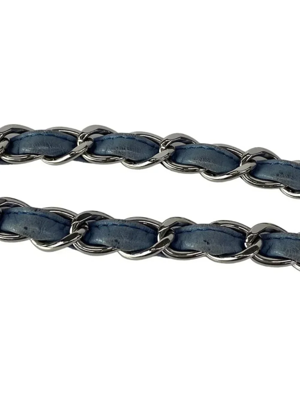CHANEL Large Matelasse Blue Lambskin Shoulder Bag